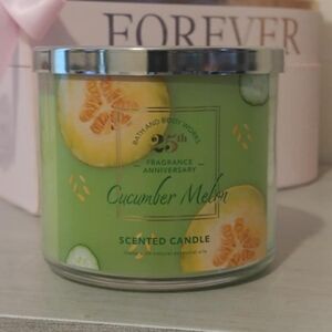 💖FIRM! NWT BATH AND BODY WORKS CUCUMBER MELON 3-WICK CANDLE